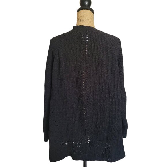 Women's Chenille Black Open Front Cardigan - Size L, Lightweight & Stylish - Picture 3 of 9